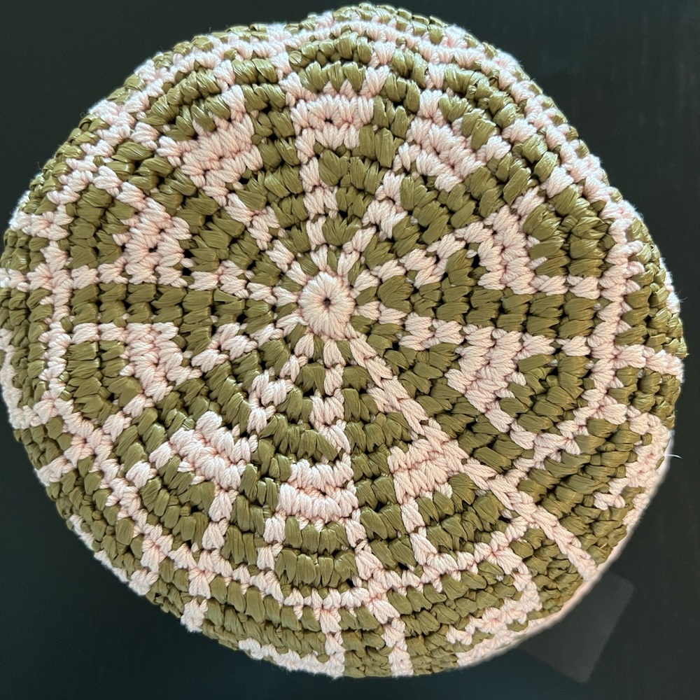 FENDI FF Logo Hand-Woven Raffia Bucket Hat Pink & Green Sz M/L - Picture 5 of 8